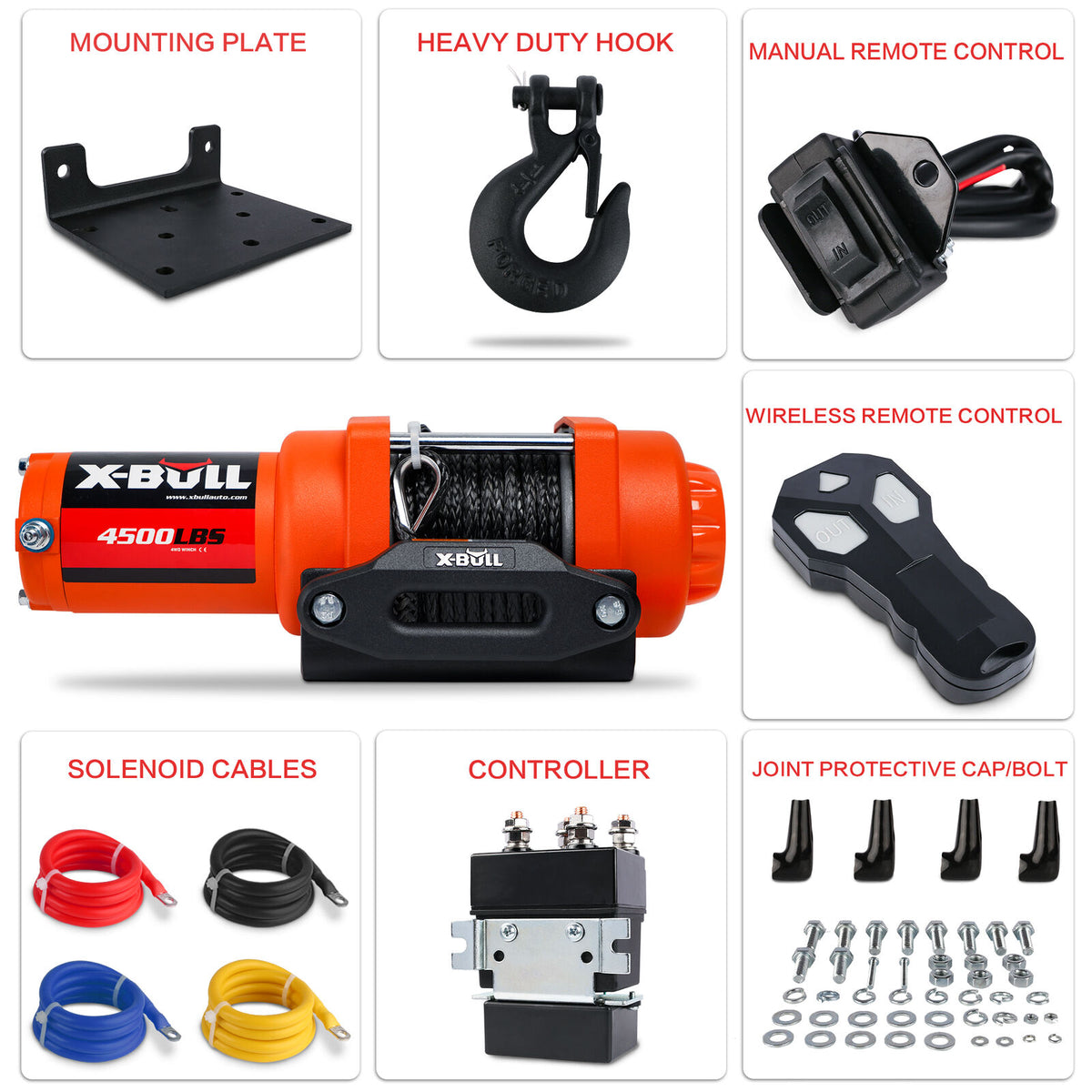 Electric Winch 12v Synthetic Rope 4500LBS Wireless Remote ATV UTV 2041KG