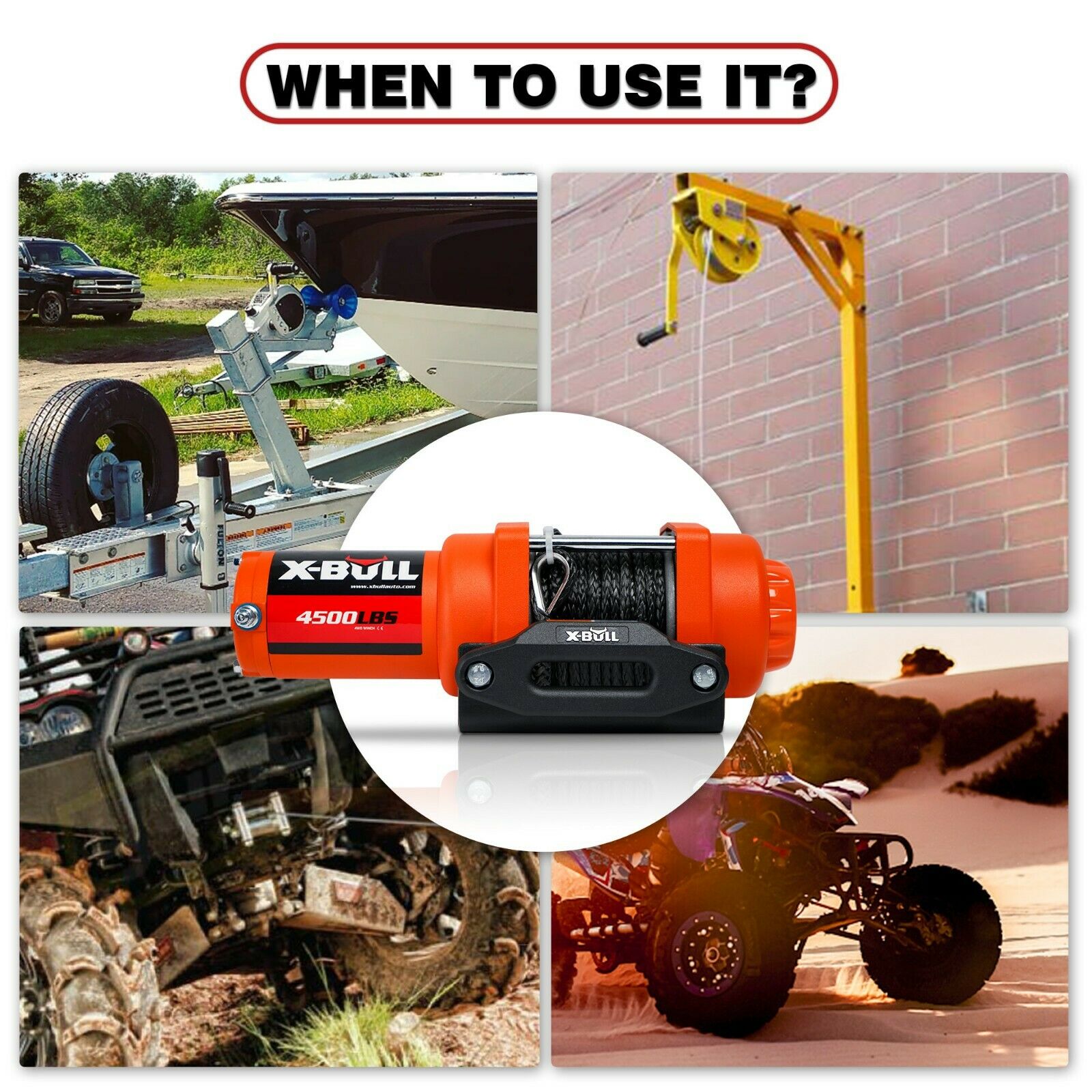 Electric Winch 12v Synthetic Rope 4500LBS Wireless Remote ATV UTV 2041KG