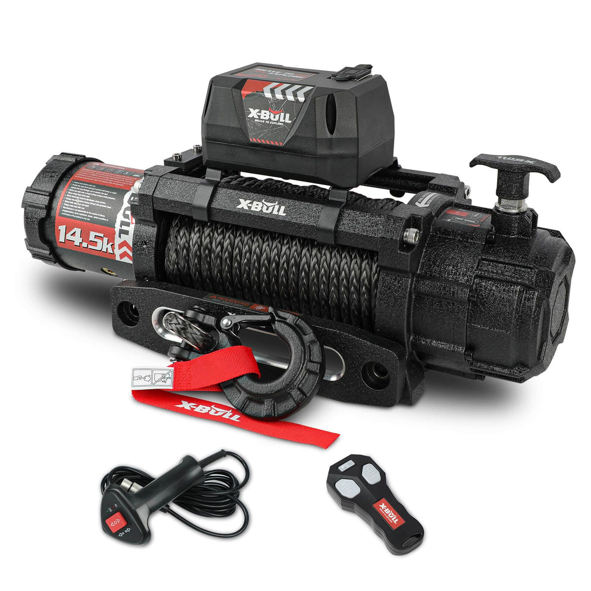 X-BULL 14500lbs 12V Electric Winch Synthetic Rope Wireless Remote 4WD 4x4 Kit