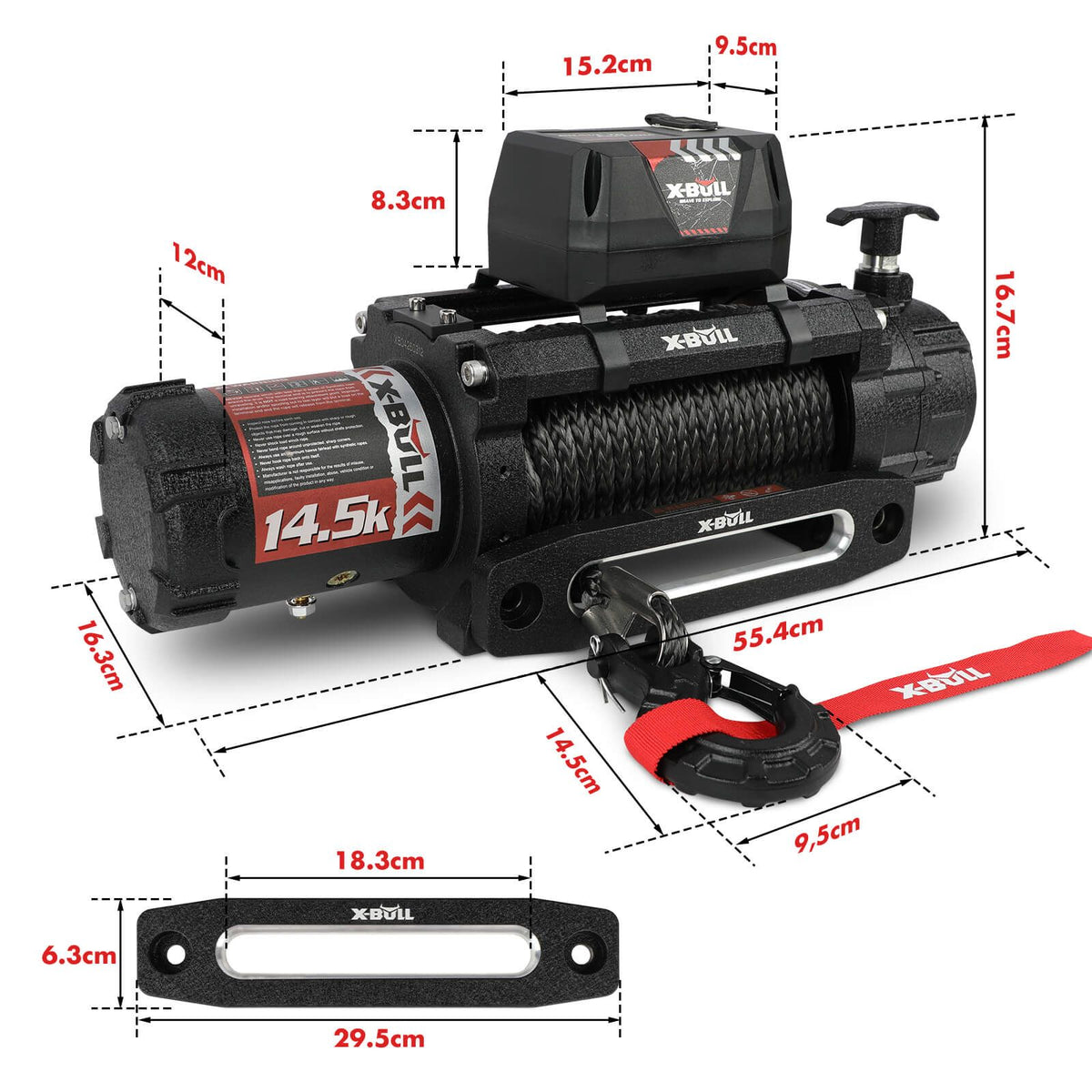 X-BULL 14500lbs 12V Electric Winch Synthetic Rope Wireless Remote 4WD 4x4 Kit
