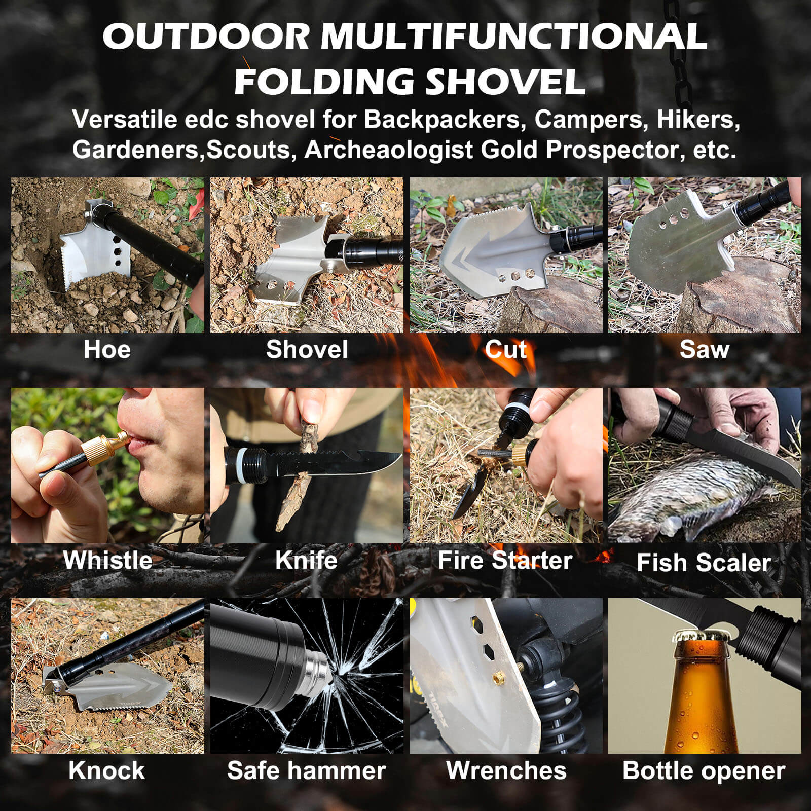 Folding Shovel Outdoor Camping Survival Tools Multifunction Military