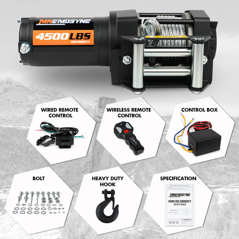 12V Electric Winch 4500LBS Winch Steel Cable Trailer Towing Remote ATV UTV