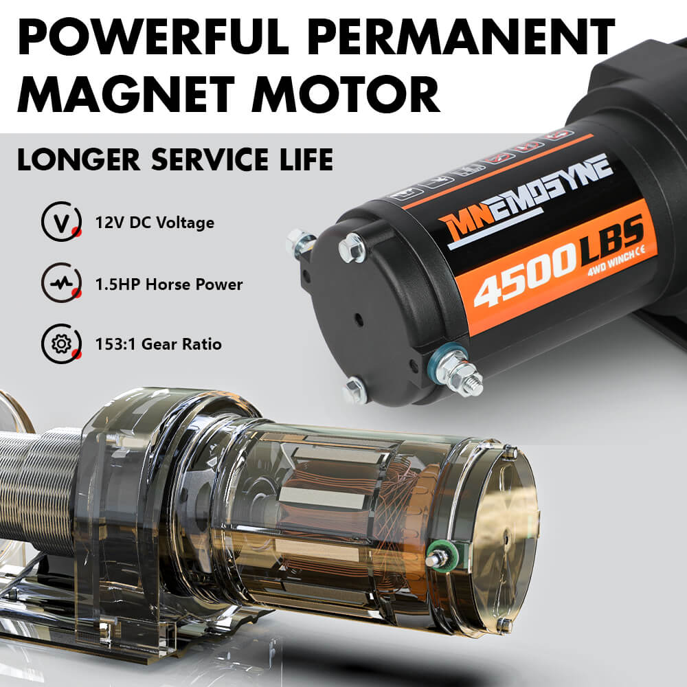 Electric Winch 4500lbs Winch Synthetic Rope Wireless Towing Trailer ATV Winch UTV Winch 4WD
