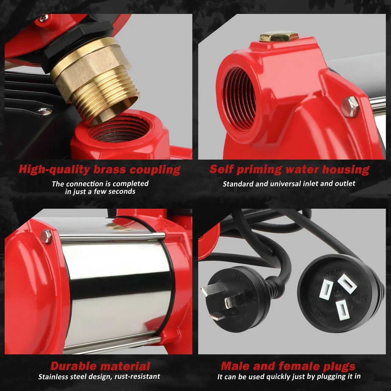 2000W Garden Water Pump High Pressure 4-Stage Tank Irrigation Water Pump