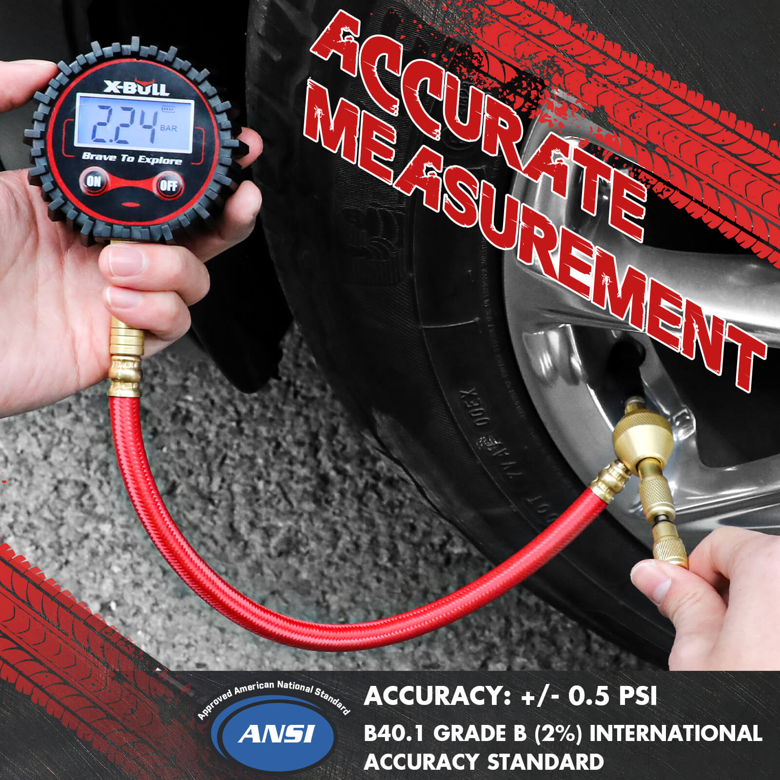 Digital tire pressure gauge 250PSI Tyre Air Pressure Car Motorcycle LED
