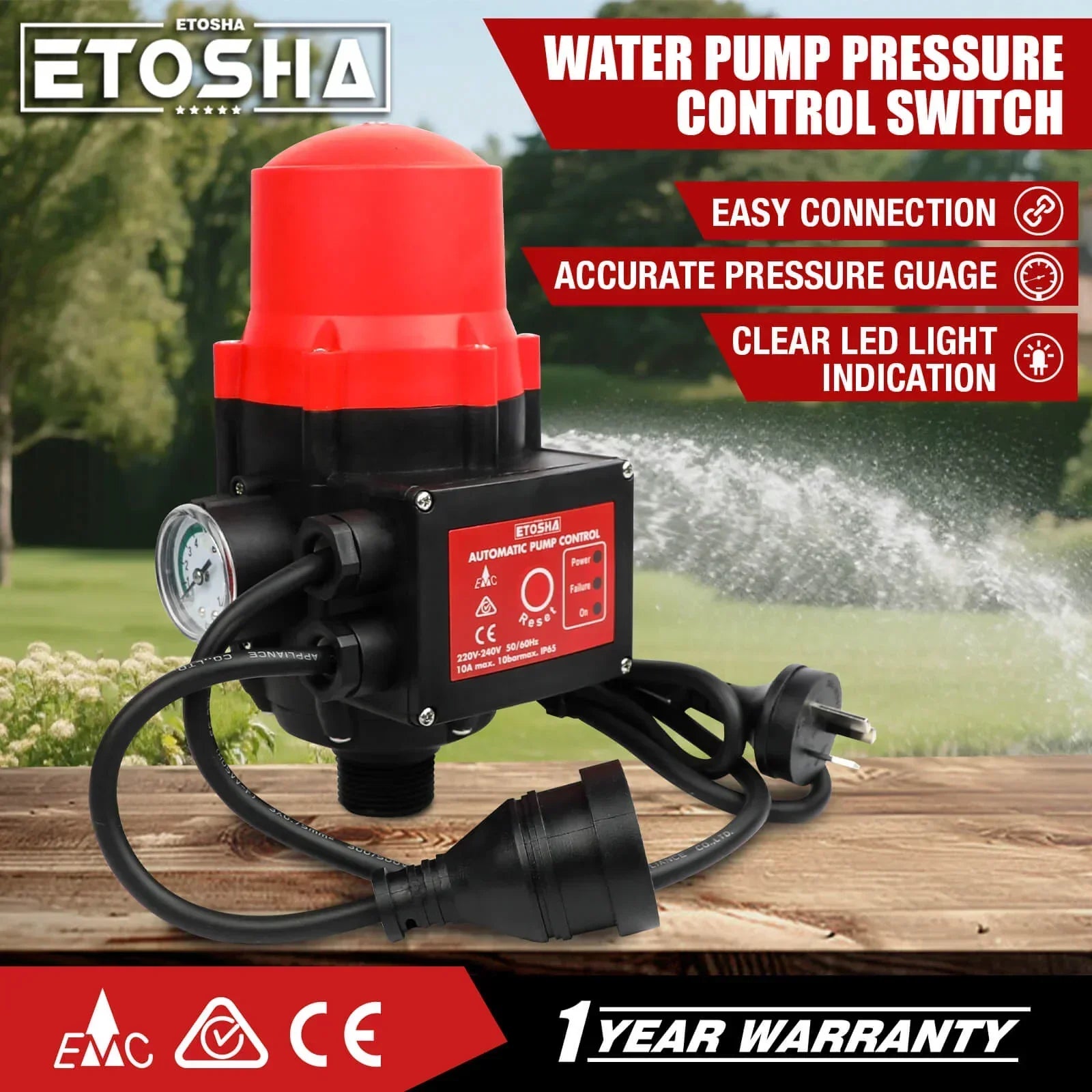 Water Pressure Pump Controller Auto Switch Control Electric BLACK