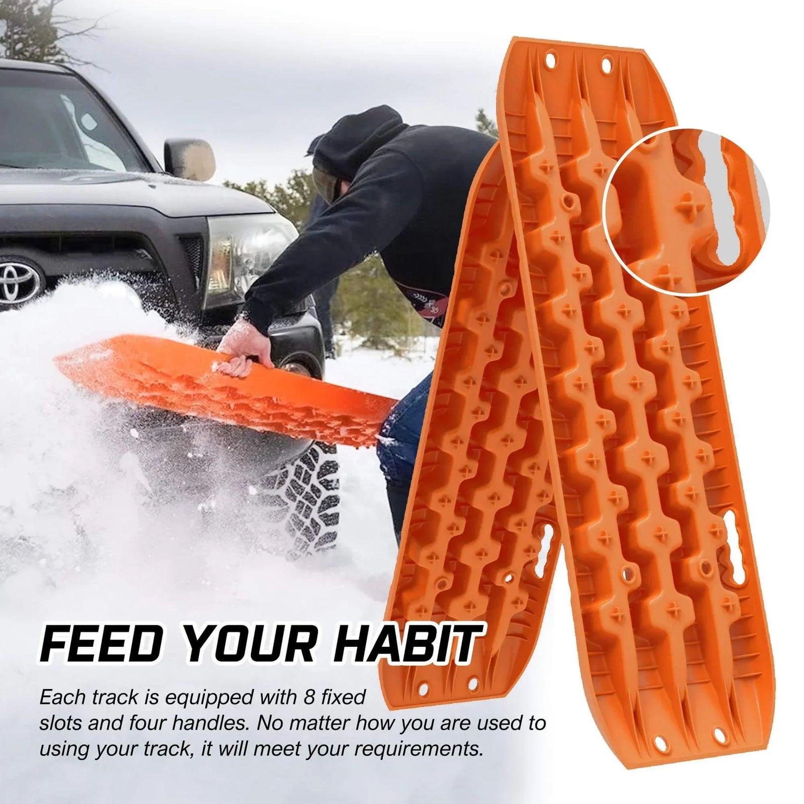 Recovery tracks Sand tracks KIT Carry bag mounting pin Sand/Snow/Mud 10T 4WD-Orange Gen3.0
