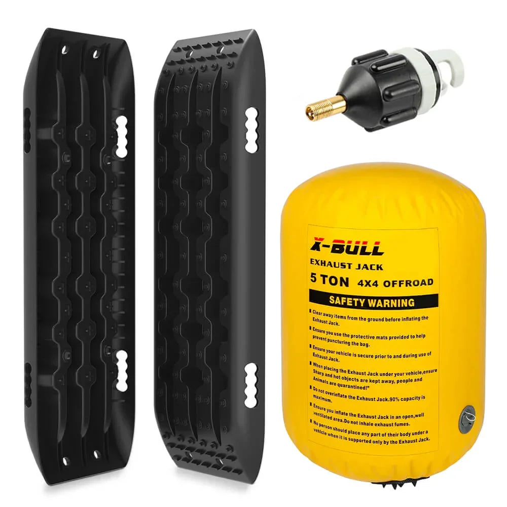 Exhaust Jack Air Bag Jack With 2PCS Recovery Tracks Boards 4WD 4X4 Gen2.0 Black