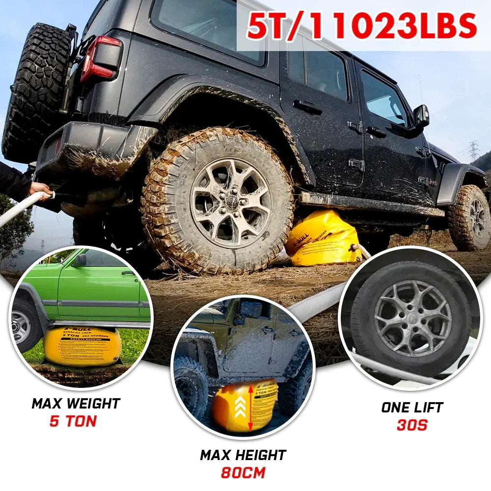 Exhaust Jack Air Bag Jack With 2PCS Recovery Tracks Boards 4WD 4X4 Gen2.0 Black