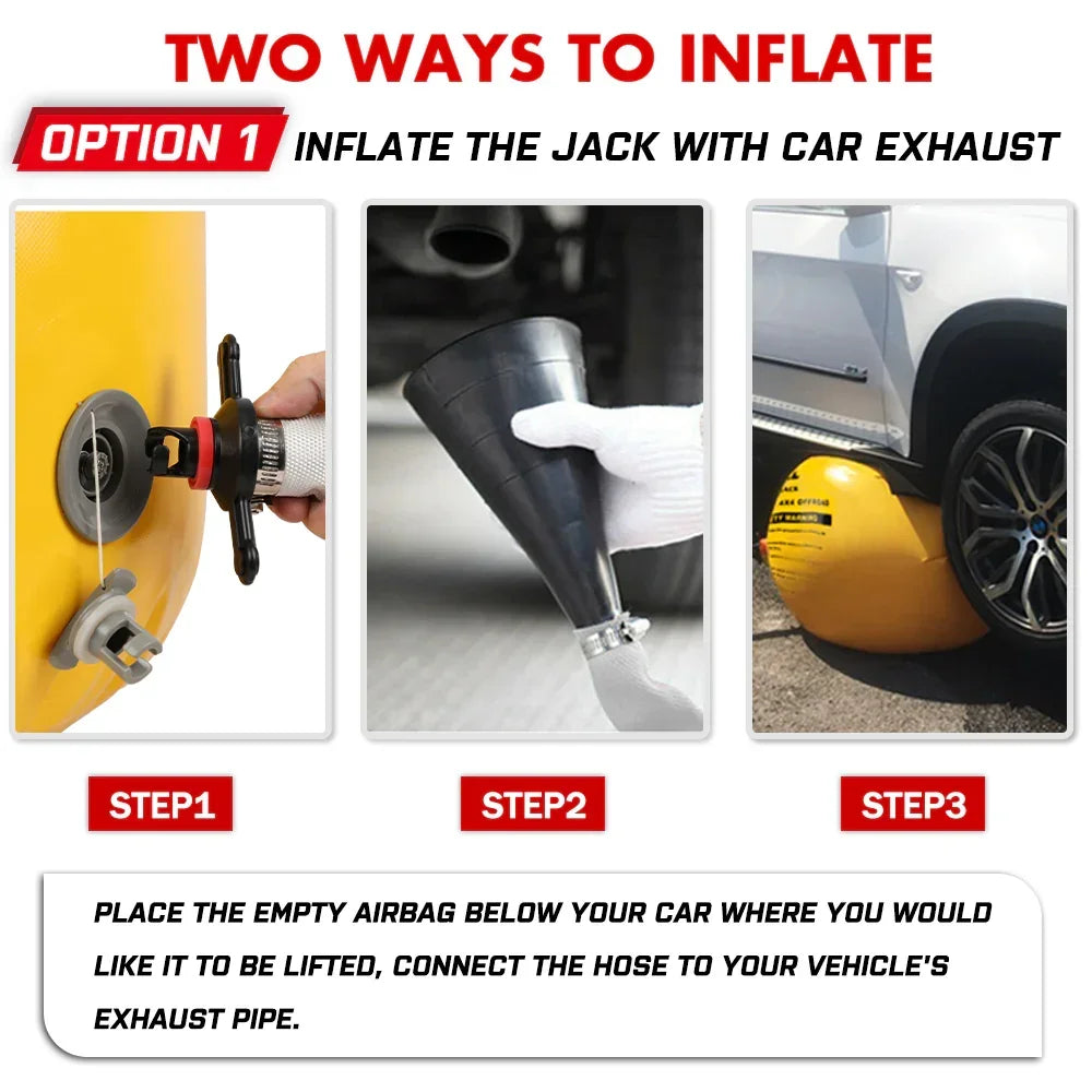 Exhaust Jack Air Bag Jack With 2PCS Recovery Tracks Boards 4WD 4X4 Gen2.0 Black