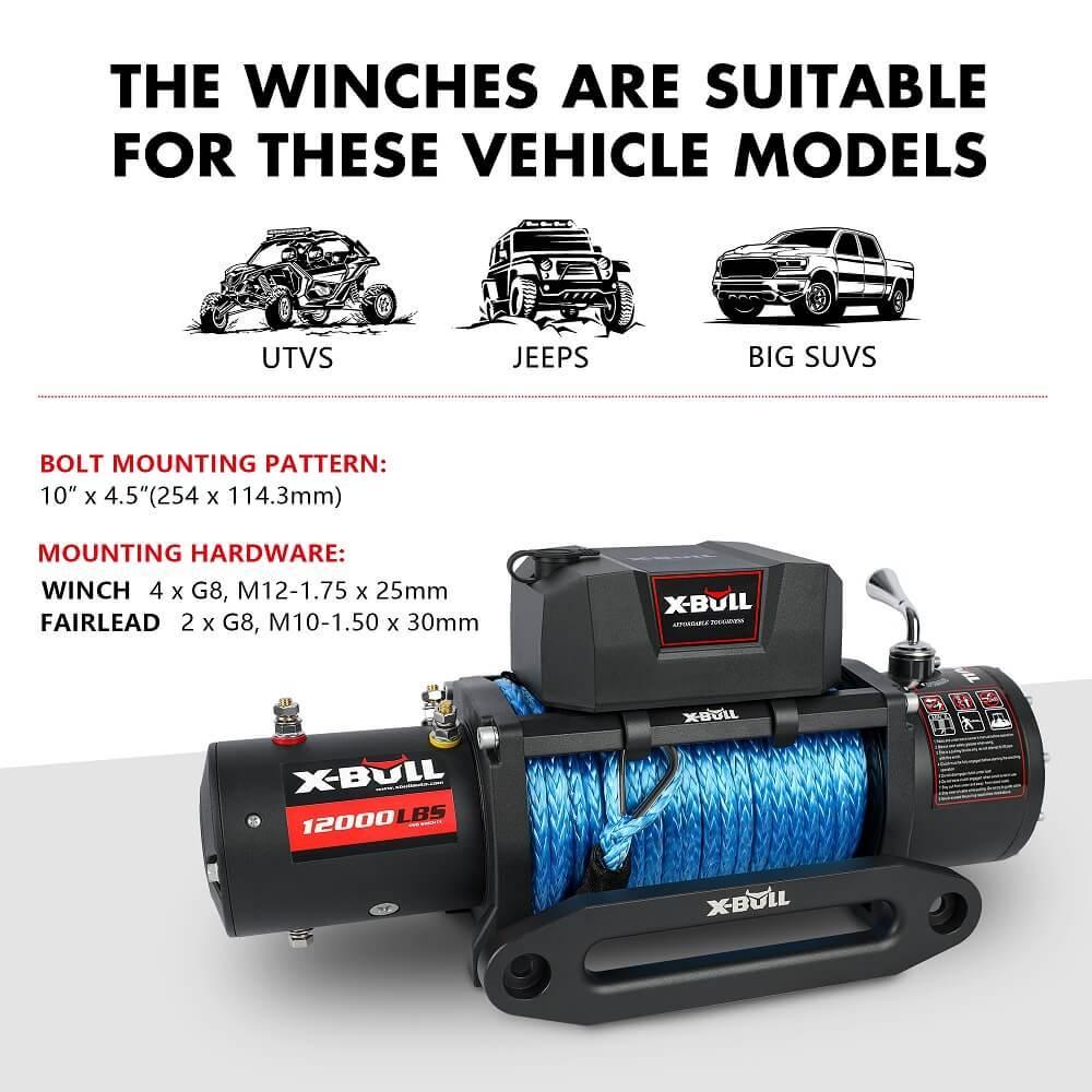 12000LBS Electric Winch 12V 4x4 synthetic rope 4WD Car with winch mounting plate