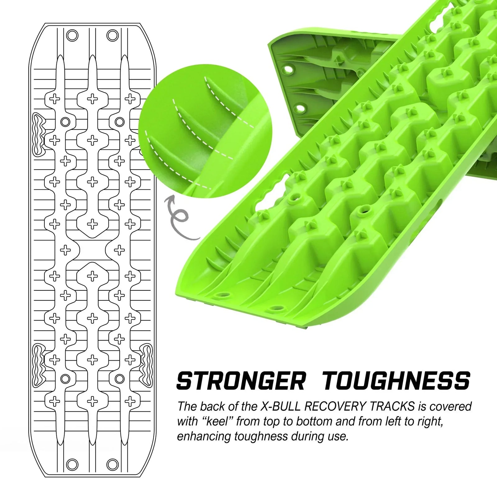 Recovery tracks Sand tracks 2pcs Sand / Snow / Mud 10T 4WD Gen 3.0 - Green
