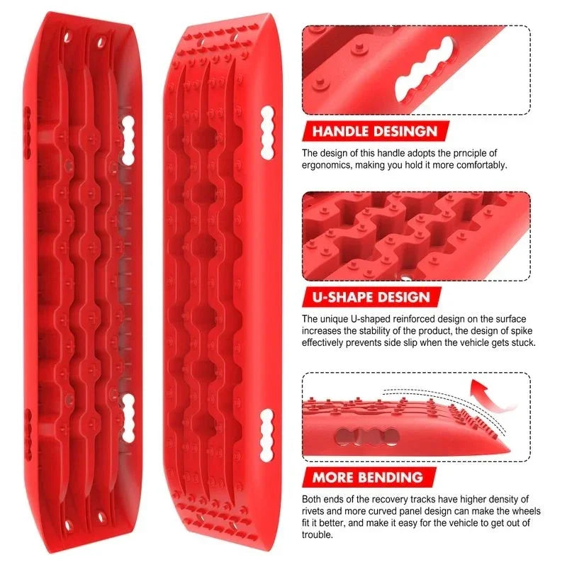Recovery tracks 10T Sand Mud Snow 2 pairs Offroad 4WD 4x4 2pc 91cm Gen 2.0 - red