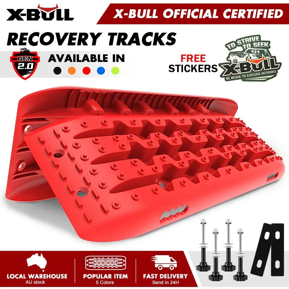 Recovery tracks Sand Trucks Offroad With 4PCS Mounting Pins 4WD Gen 2.0- red