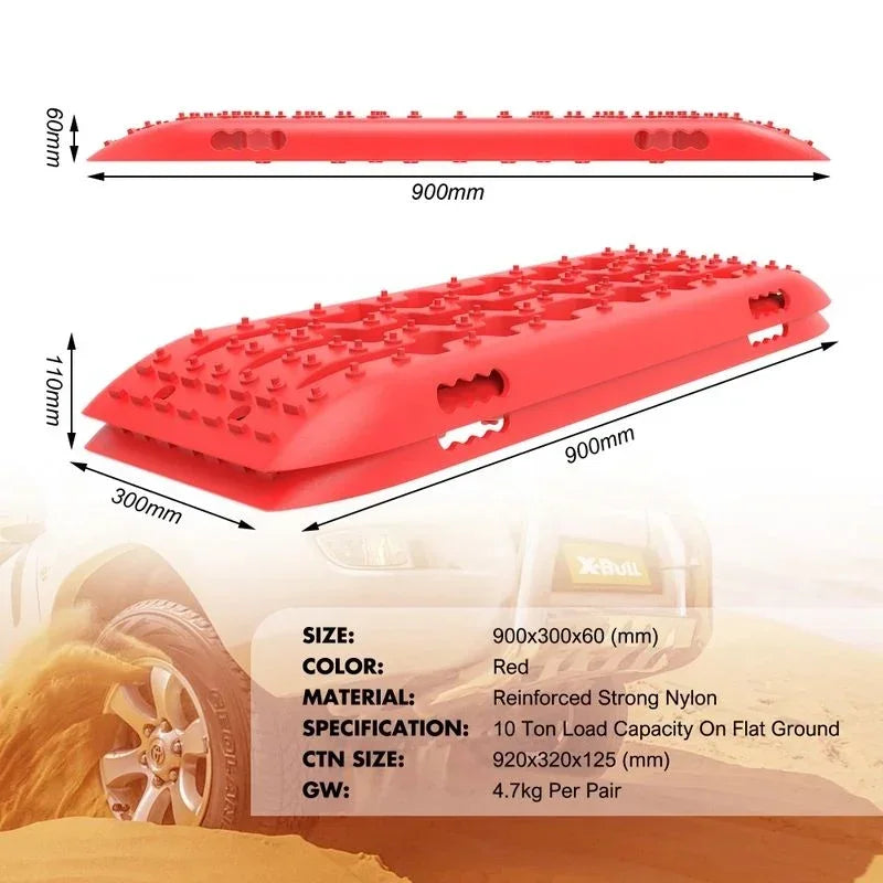Recovery tracks Sand Trucks Offroad With 4PCS Mounting Pins 4WD Gen 2.0- red
