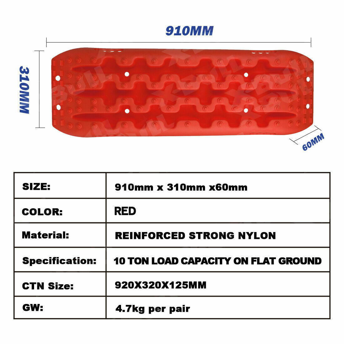 Recovery tracks Sand Trucks Offroad With 4PCS Mounting Pins 4WD Gen 2.0- red