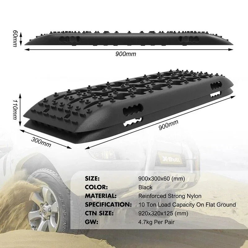 Recovery Tracks Sand Track Mud Snow 1 pair Gen 2.0 Accessory 4WD 4X4 - Black