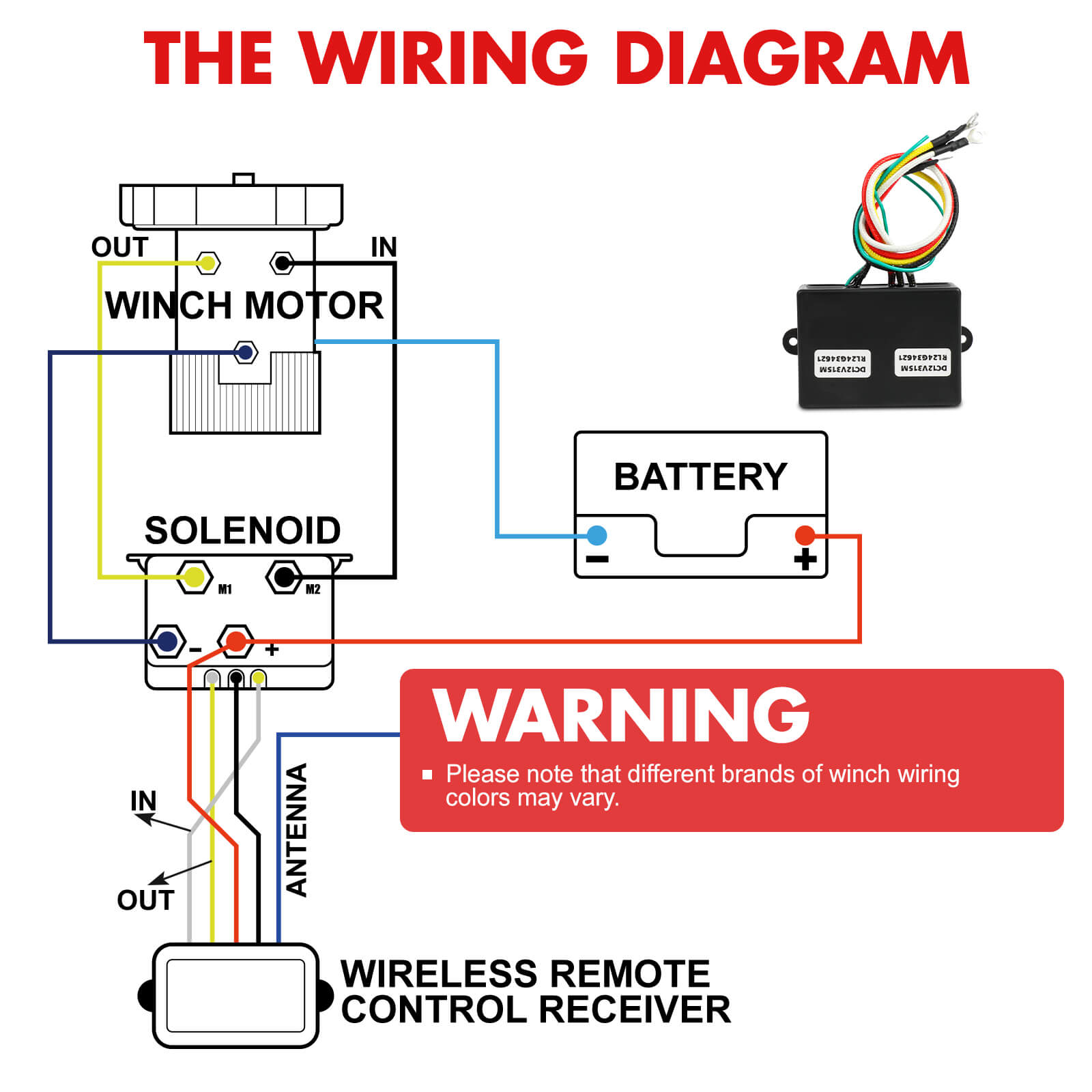 12V Winch Remote Control Winch Relay Solenoid Twin Handset Easy to Install