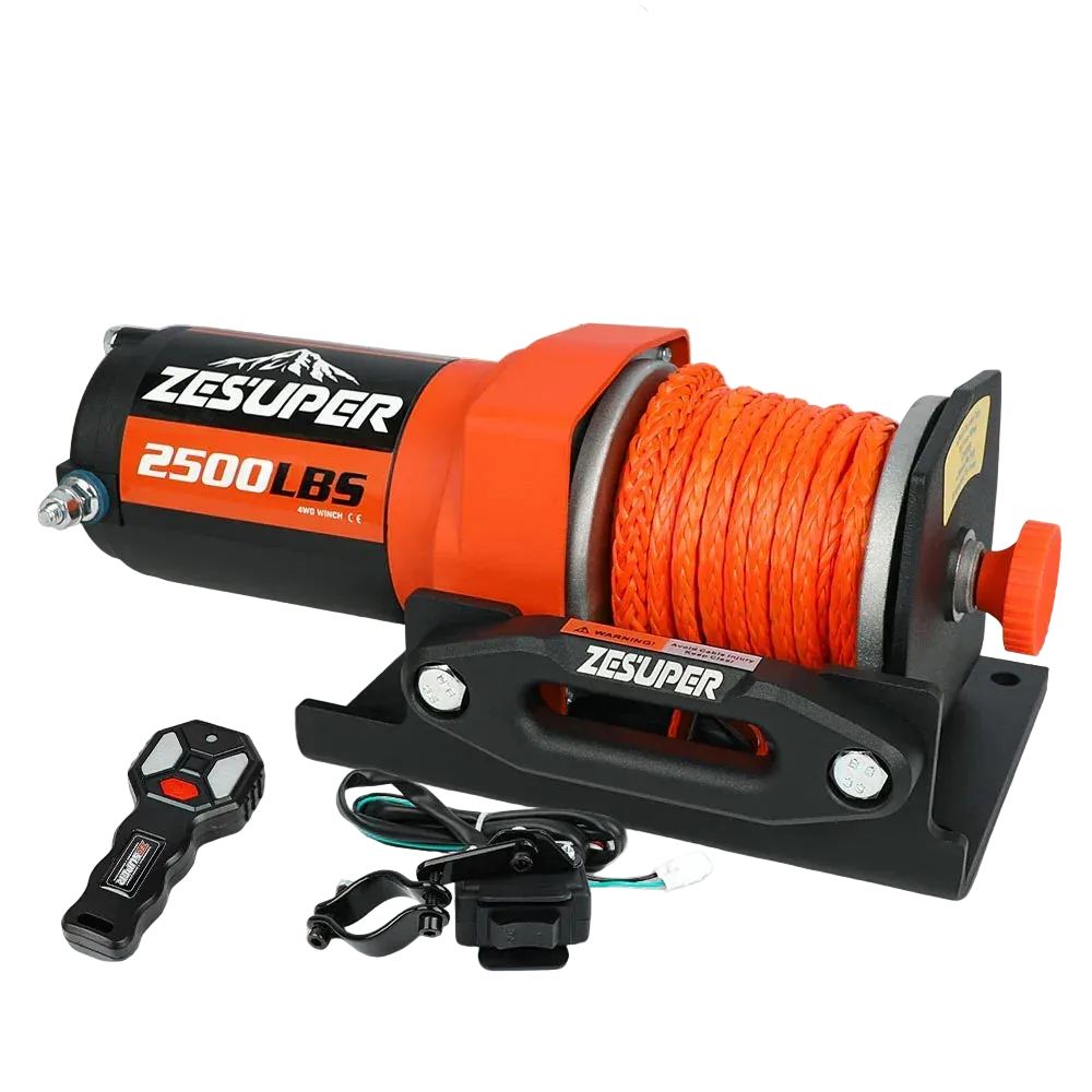 12V 2500lbs Electric Winch with Synthetic Rope & Wireless Remote