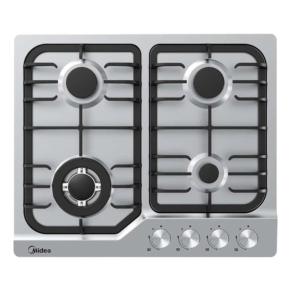 60cm Gas Cooktop – 4 Burners, Wok Burner, Cast Iron Supports