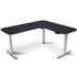 Corner Standing Desk, 160x140cm, 72-118cm Sit to Stand Up Electric Height Adjustable, Black Desktop/Silver Frame