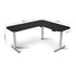 Corner Standing Desk, 160x140cm, 72-118cm Sit to Stand Up Electric Height Adjustable, Black Desktop/Silver Frame