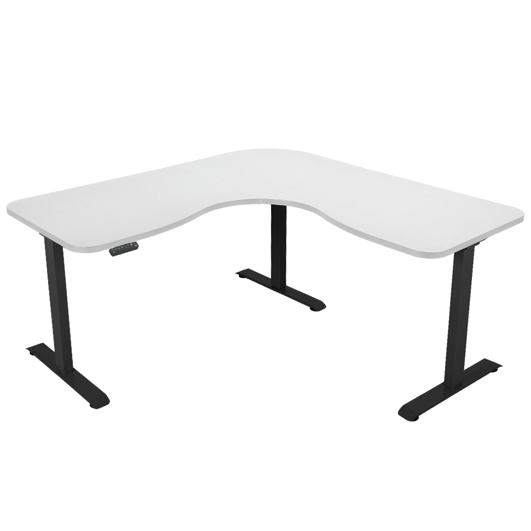 173W x 173W x 75D 3-Motor 120kg Load Adjustable Electric Sit to Stand Up Corner Desk - White/Black Frame