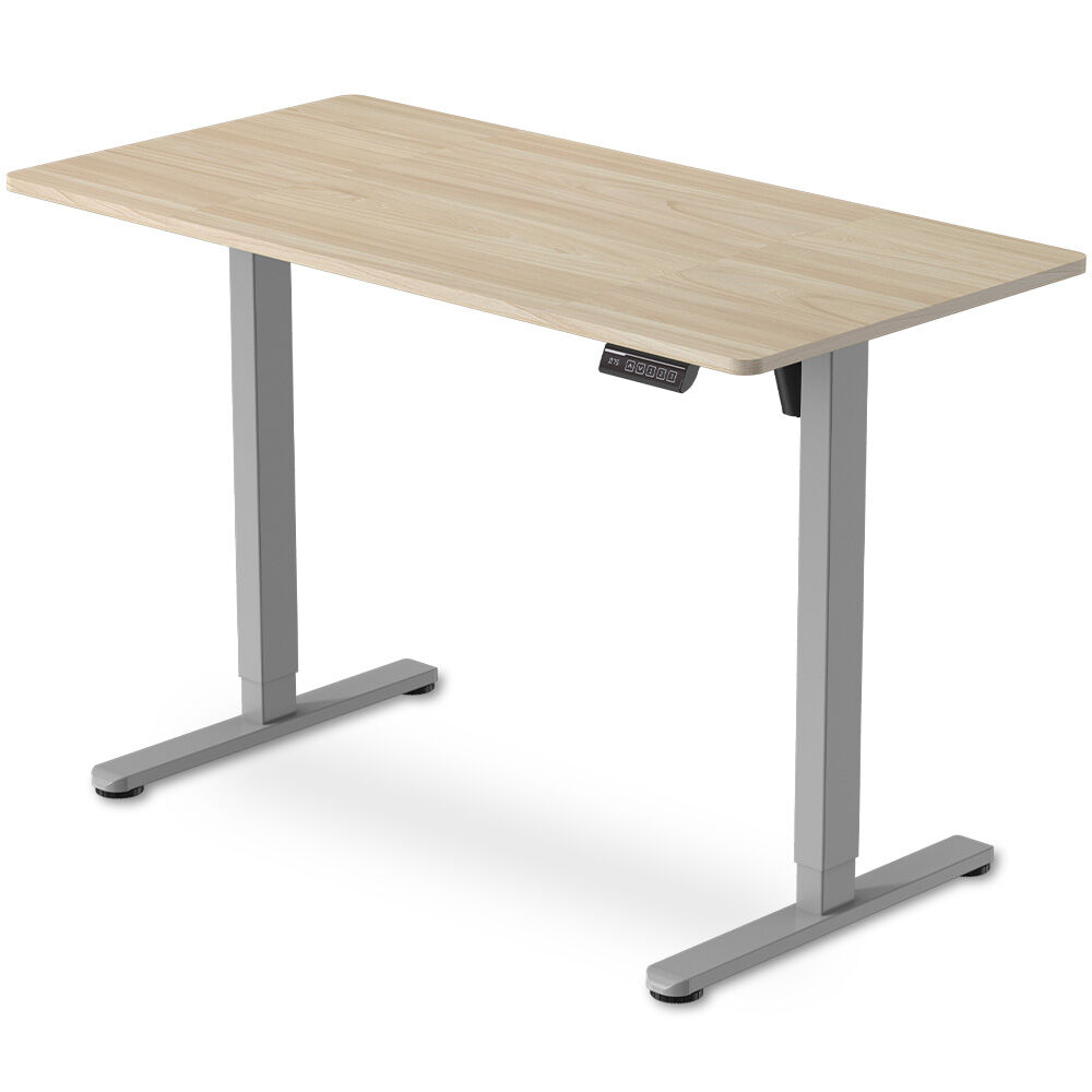Sit To Stand Standing Desk, 120x60cm, 72-118cm Electric Height Adjustable, Light Oak Style Desktop Silver Frame