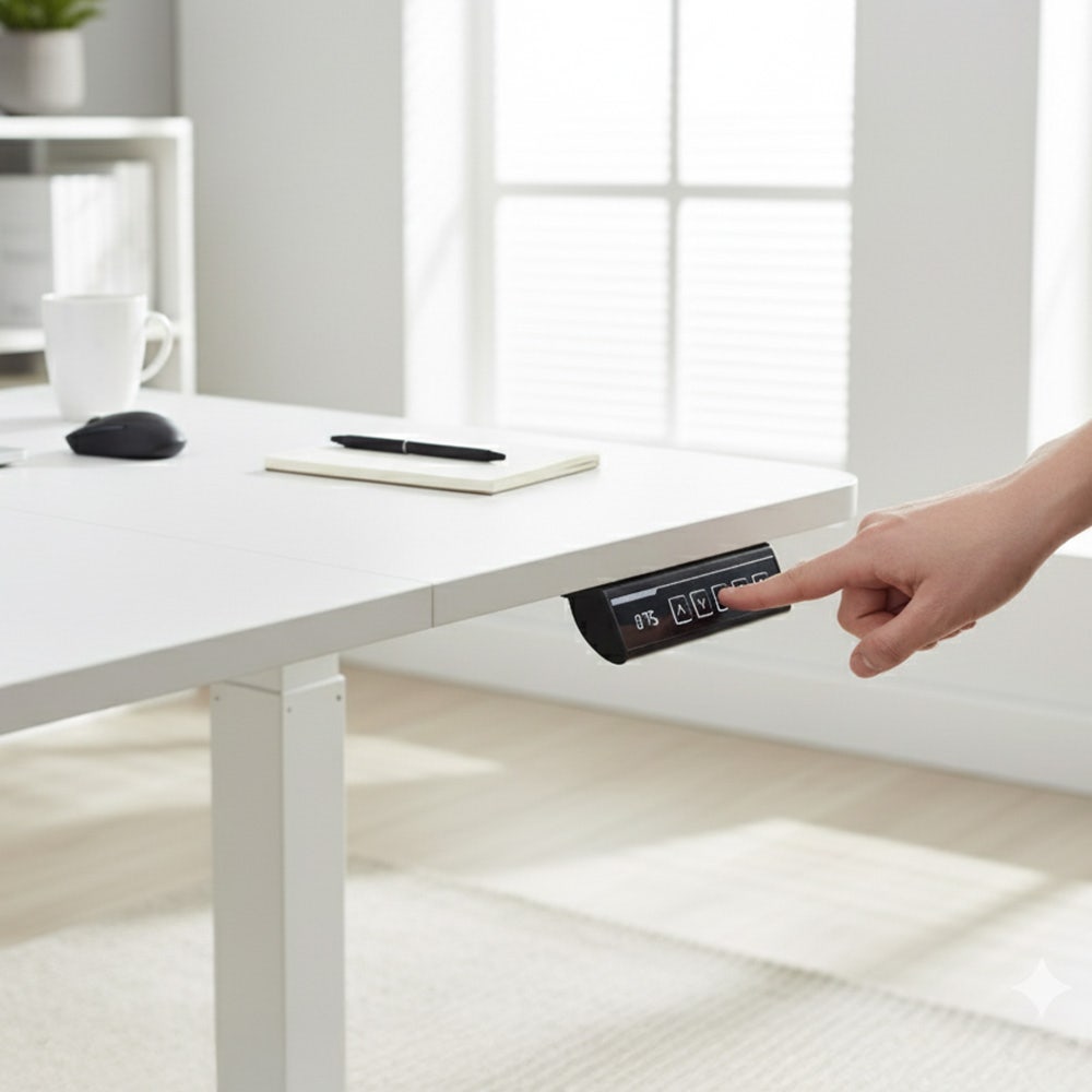 Sit To Stand Standing Desk, 120x60cm, 72-118cm Electric Height Adjustable, White