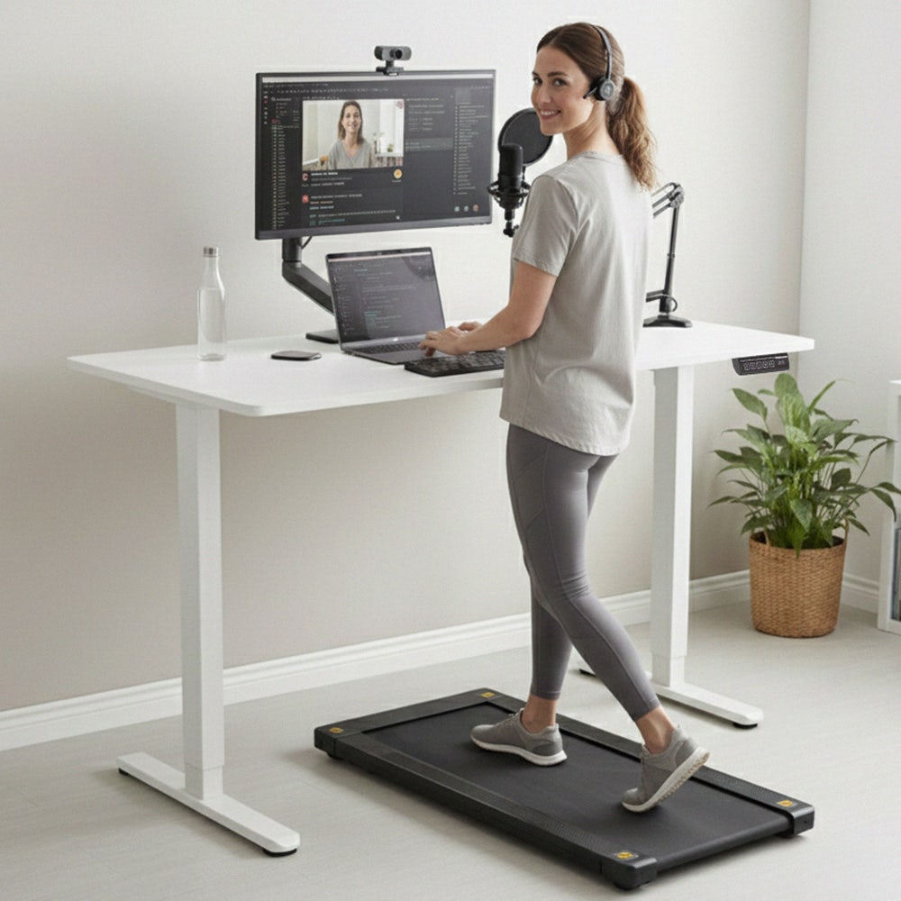 Sit To Stand Standing Desk, 120x60cm, 72-118cm Electric Height Adjustable, White