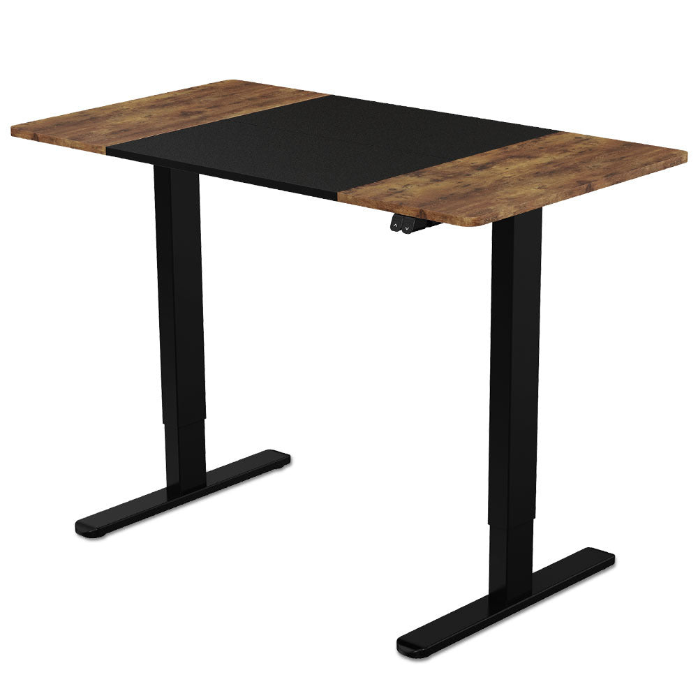 Sit To Stand Up Standing Desk, 120x60cm, 72-118cm Electric Height Adjustable, 70kg Rated, Walnut Style/Black Frame