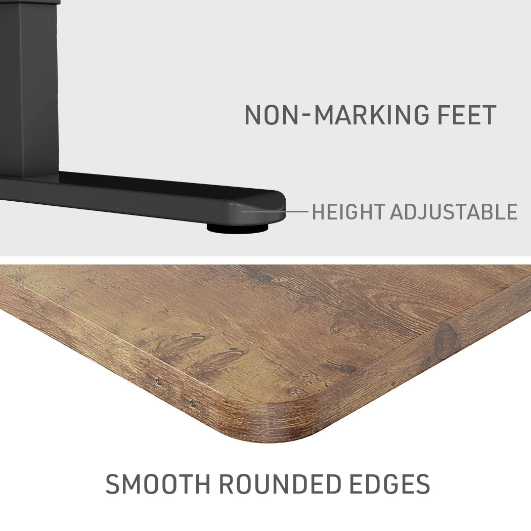 Sit To Stand Up Standing Desk, 120x60cm, 72-118cm Electric Height Adjustable, 70kg Rated, Walnut Style/Black Frame