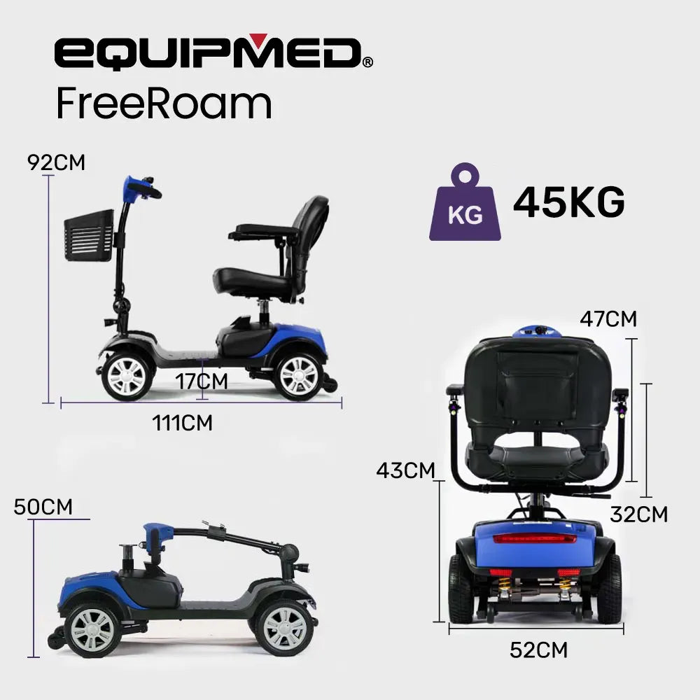 EQUIPMED Mobility Scooter Electric Motorised 4 Wheel Power Portable Folding