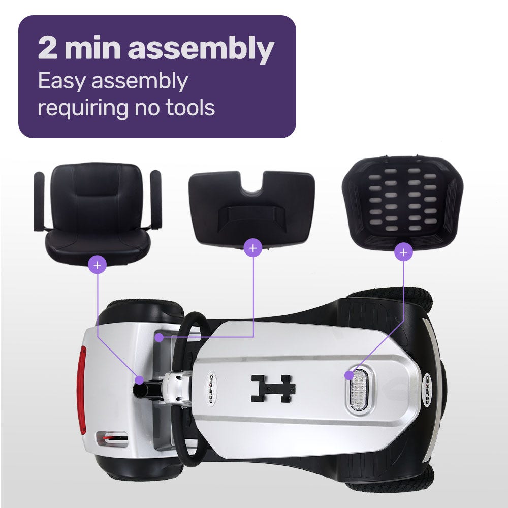 EQUIPMED Mobility Scooter Electric Motorized Ride On E-Scooter for Elderly Older Adult Handicap Aid