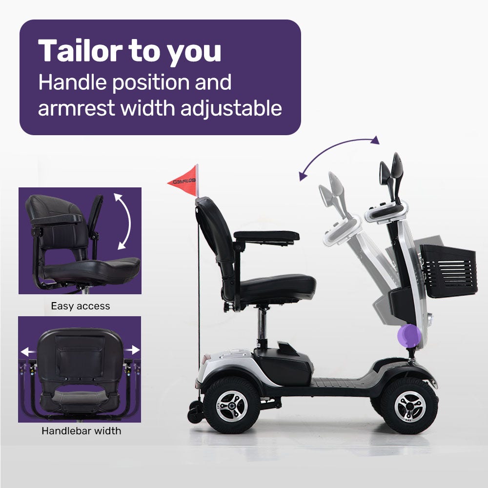 EQUIPMED Mobility Scooter Electric Motorized Ride On E-Scooter for Elderly Older Adult Handicap Aid