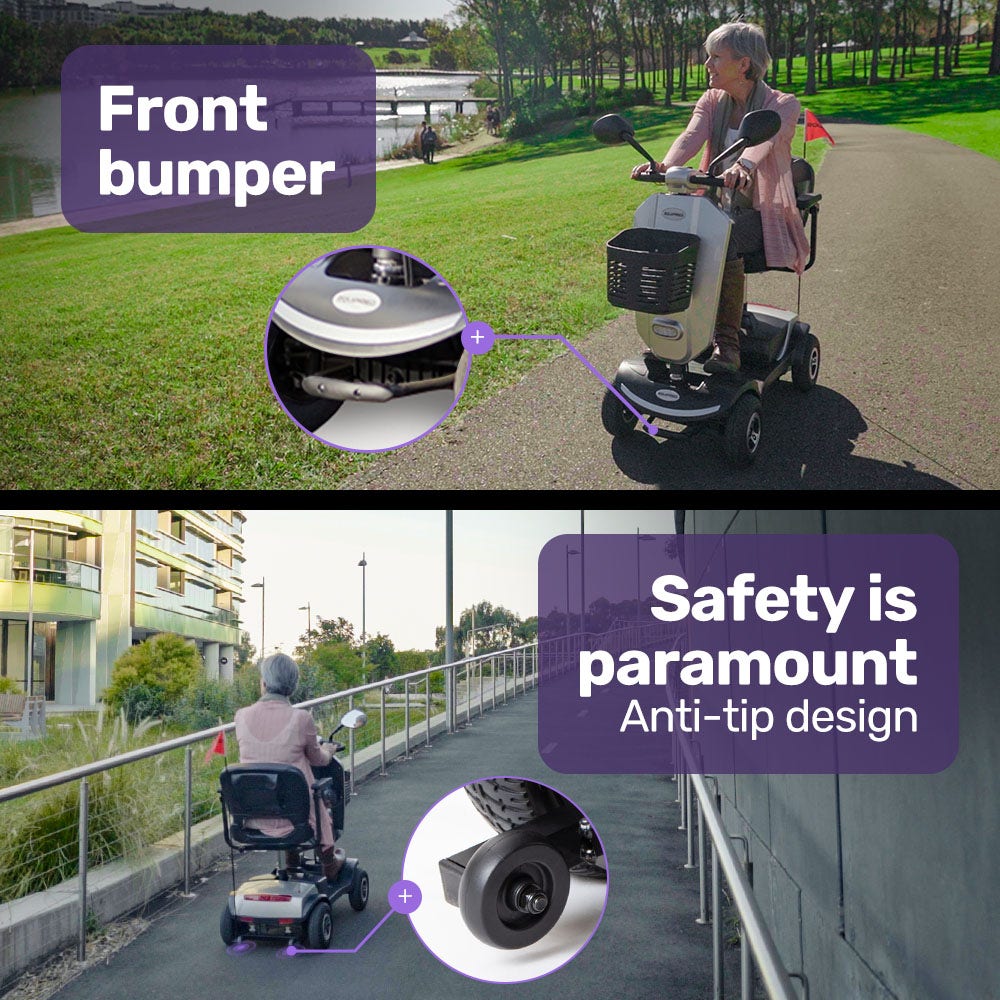 EQUIPMED Mobility Scooter Electric Motorized Ride On E-Scooter for Elderly Older Adult Handicap Aid