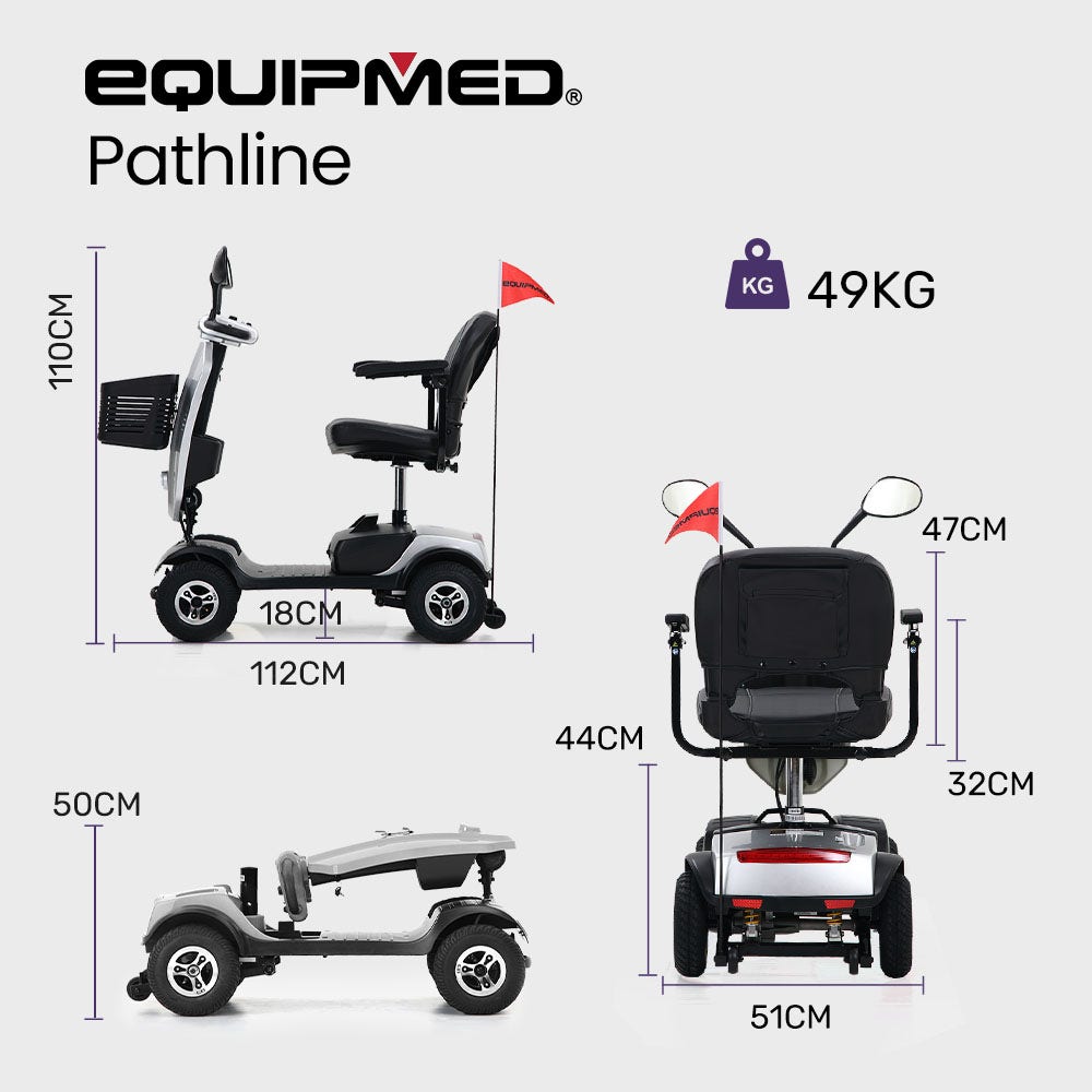 EQUIPMED Mobility Scooter Electric Motorized Ride On E-Scooter for Elderly Older Adult Handicap Aid