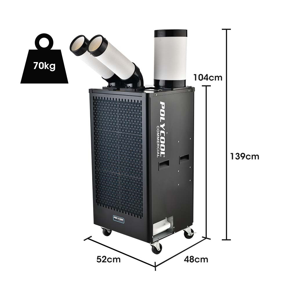 4.5kW Portable Industrial Spot Cooler, with Twin Cooling Ducts, 15A Plug