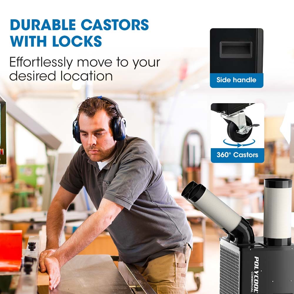 4.5kW Portable Industrial Spot Cooler, with Twin Cooling Ducts, 15A Plug