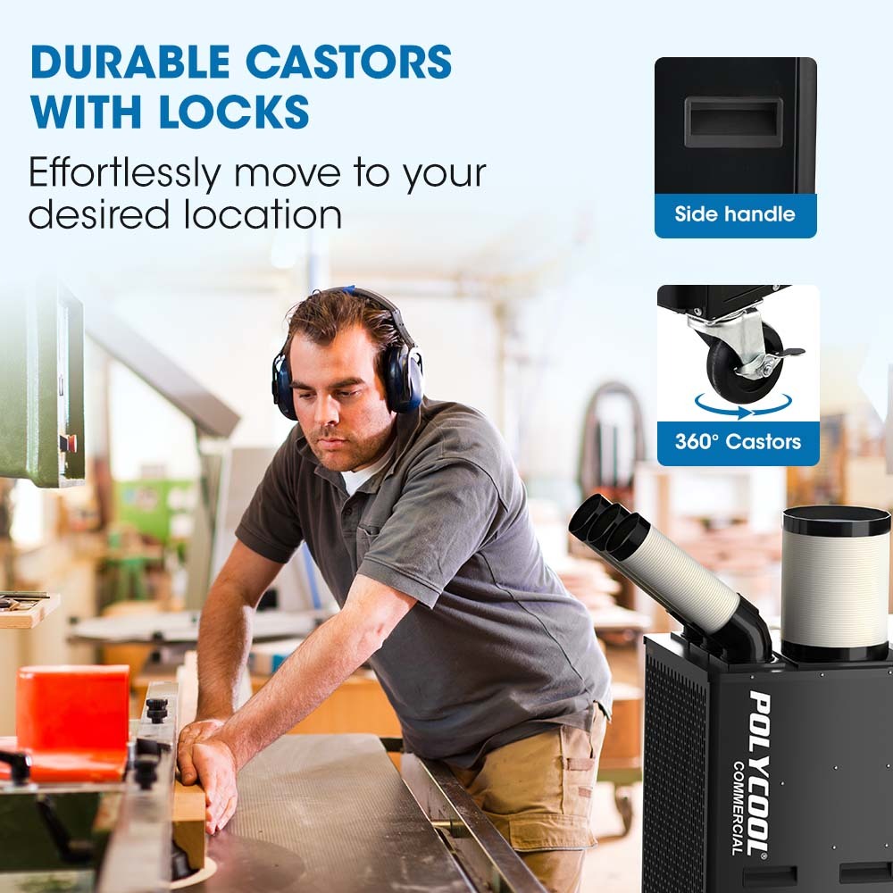 6.5kW Portable Industrial Spot Cooler, with Triple Cooling Ducts, 15A Plug