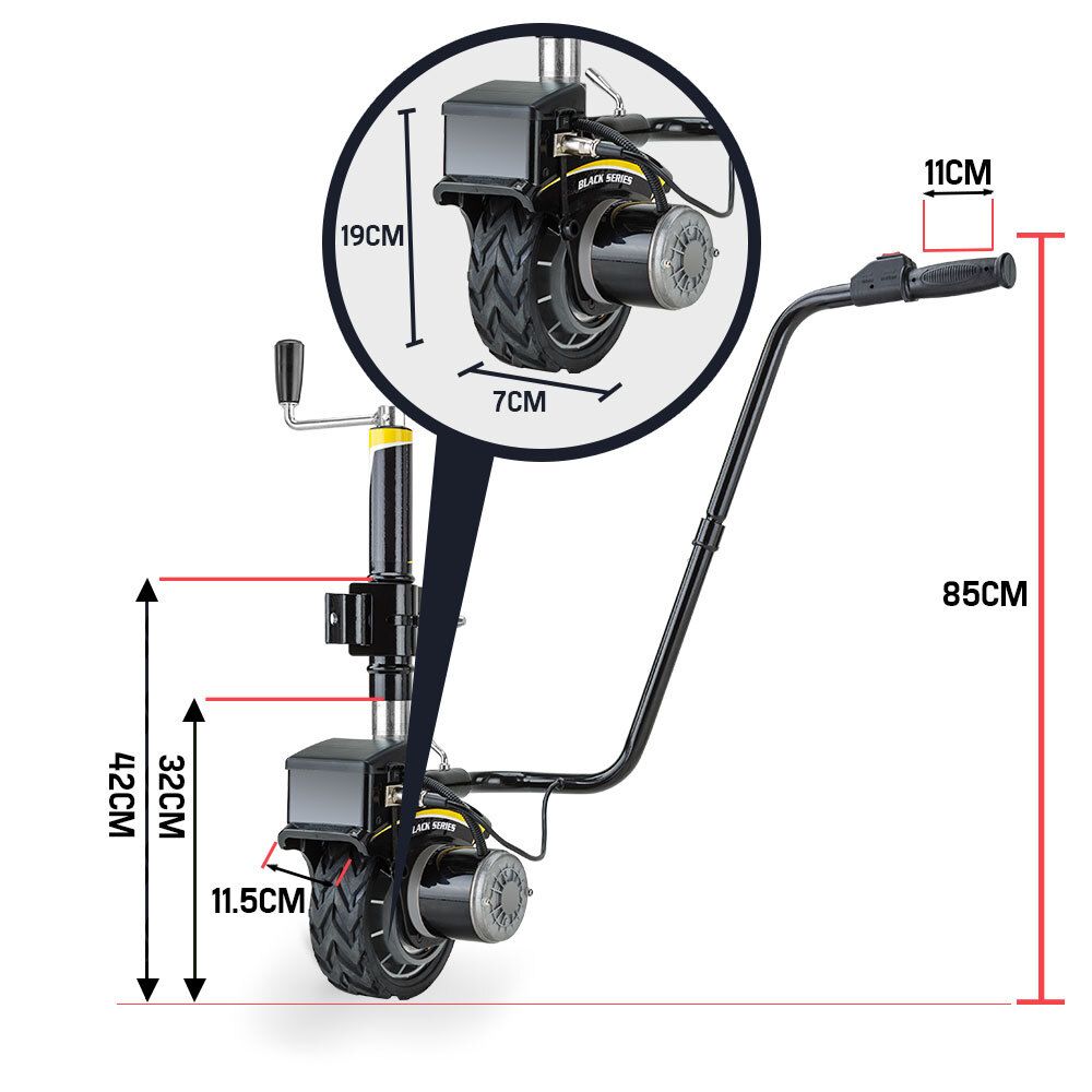 Heavy Duty 12V 350W Motorised Jockey Wheel, 2270kg Rated Electric Powered Mover for Caravan Trailer Boat