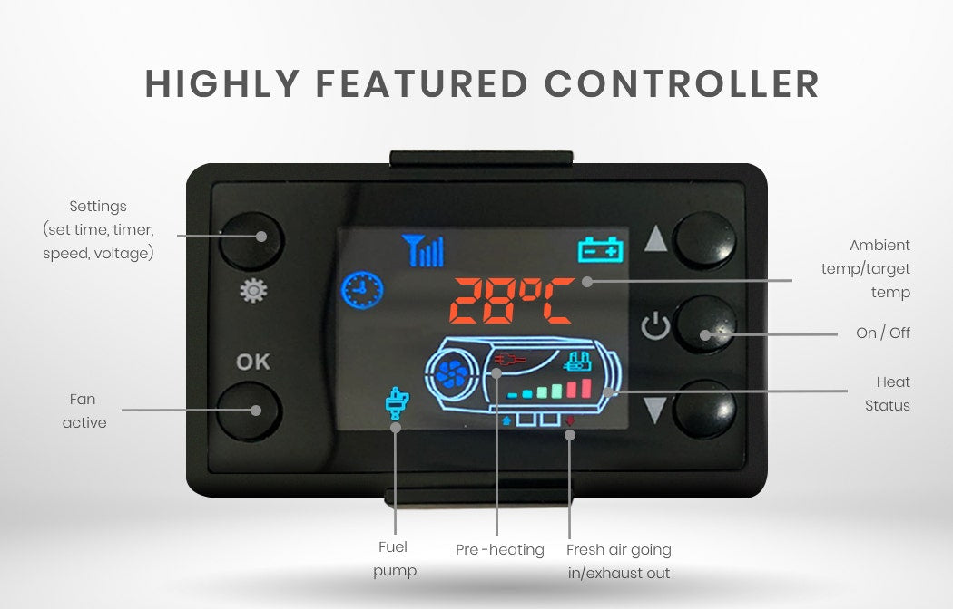 Diesel Heater 12V 5kW Caravan Tank Remote Camper Trailer Van Air Motorhome Parking RV