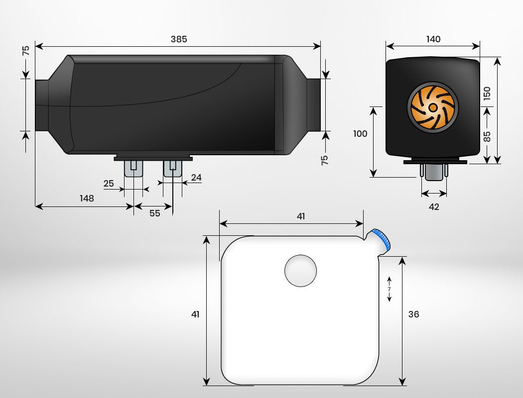Diesel Heater 12V 5kW Caravan Tank Remote Camper Trailer Van Air Motorhome Parking RV