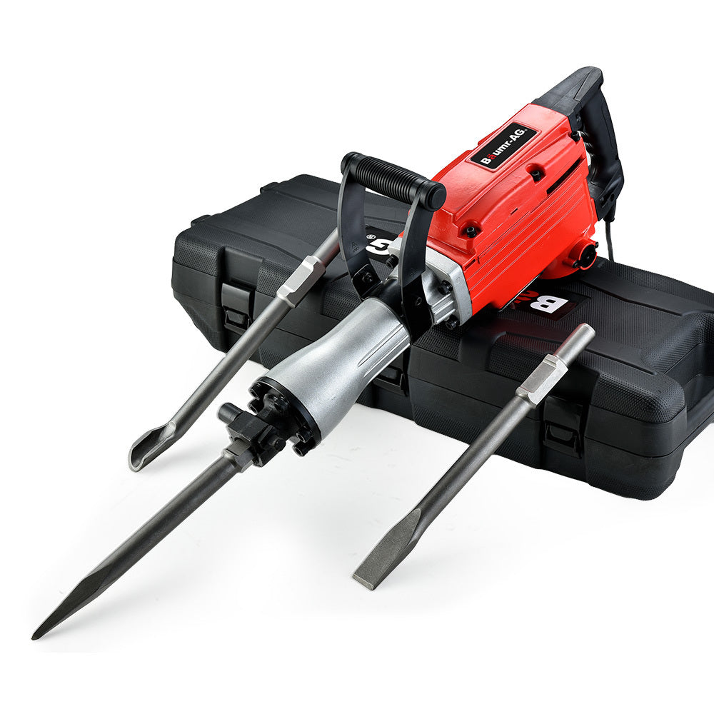 2200W Pro-Grade Electric Demolition Jackhammer, with 3 Bonus Chisels, Carry Case