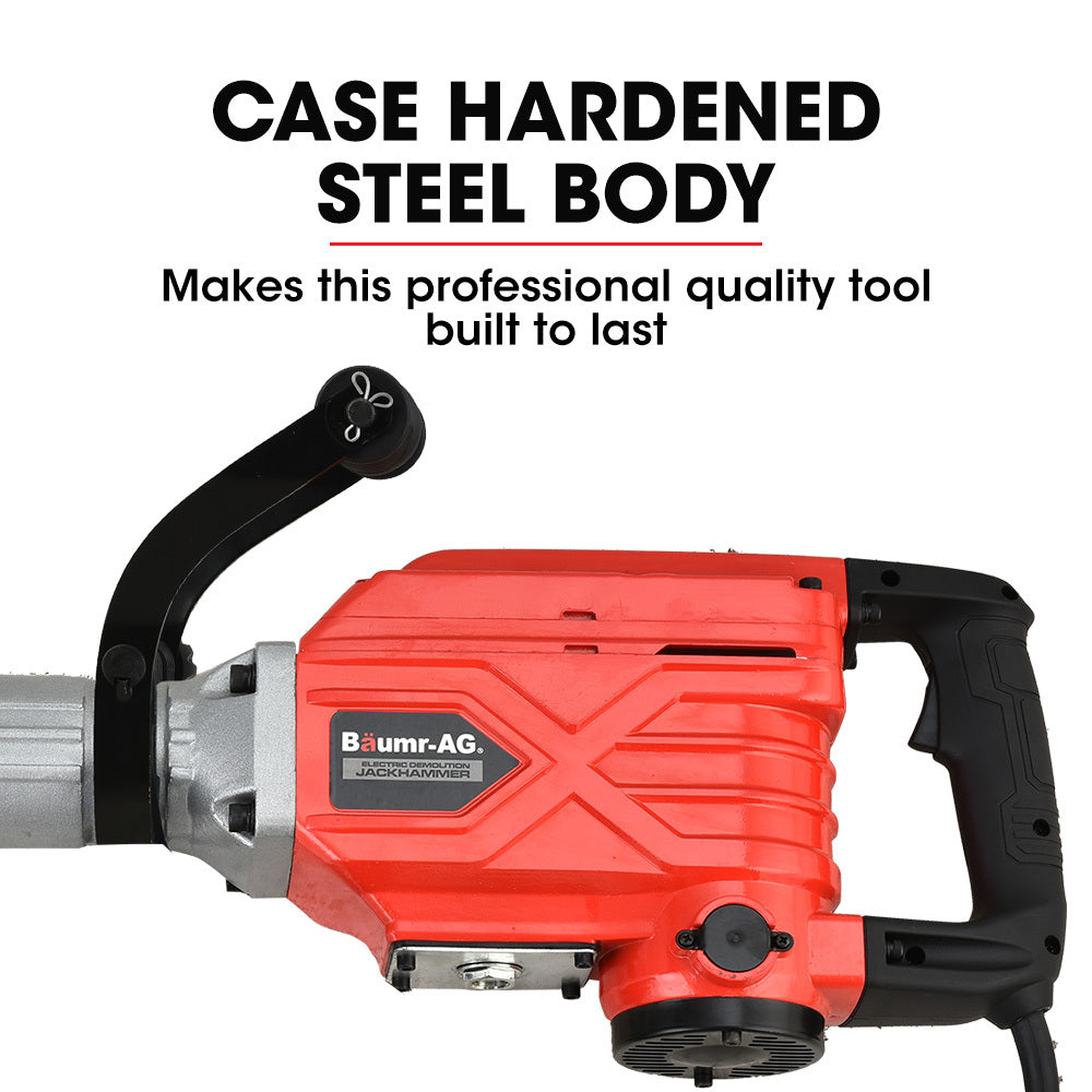 2300W Pro-Grade Electric Demolition Jackhammer, with 3 Bonus Chisels, Carry Case