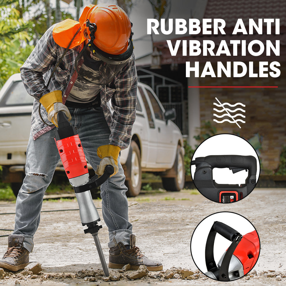 2400W Pro-Grade Electric Demolition Jackhammer, with 3 Bonus Chisels, Carry Case