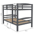 Single Bunk Bed Frame, Solid Pine 2-in-1 Modular Design, Converts to 2 Single Beds, For Kids, Grey