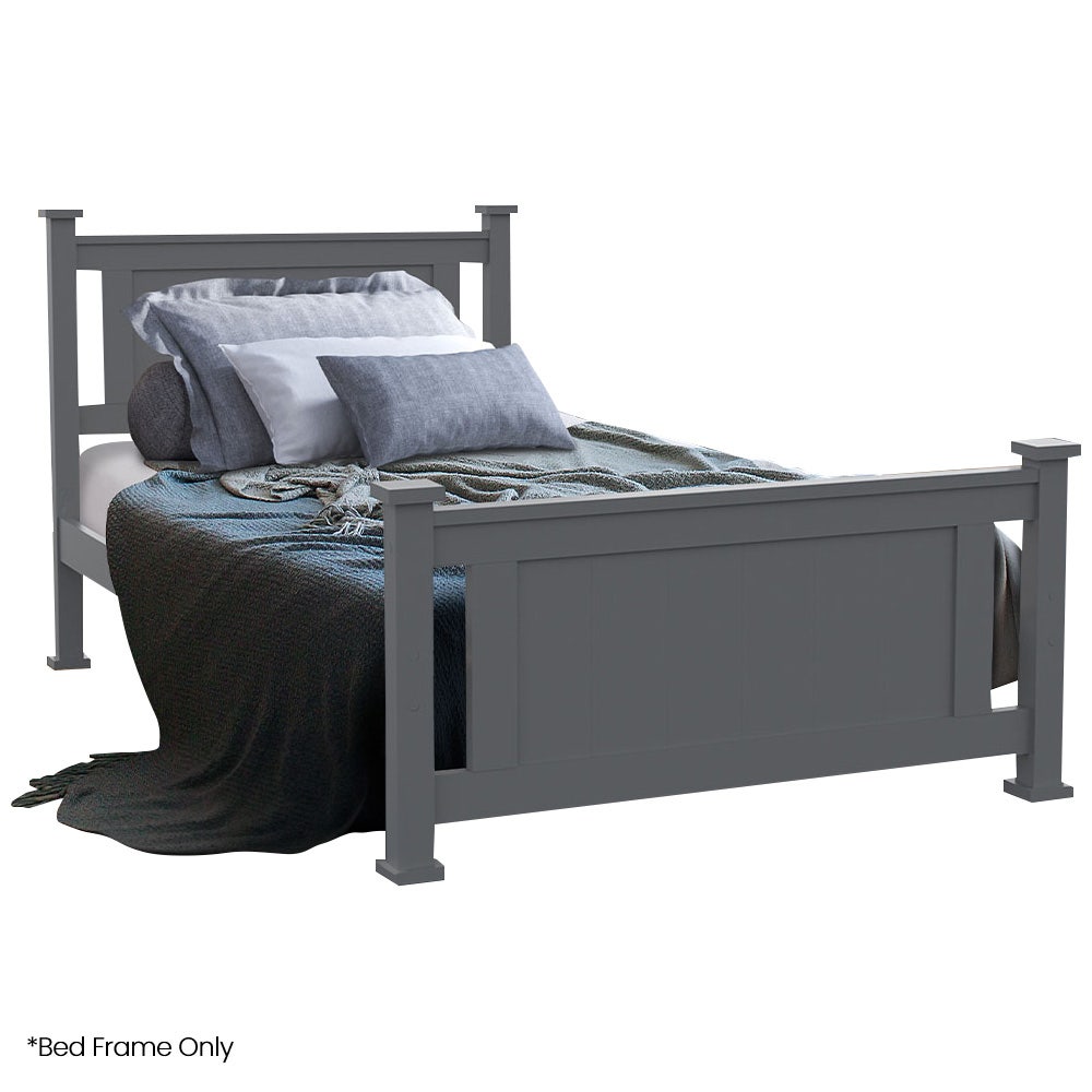 King Single Wooden Timber Bed Frame, Grey