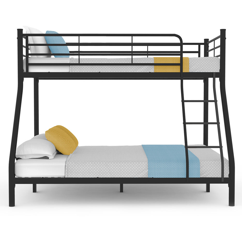 Metal Single over Double Bunk Bed Frame, Dark Matte Grey