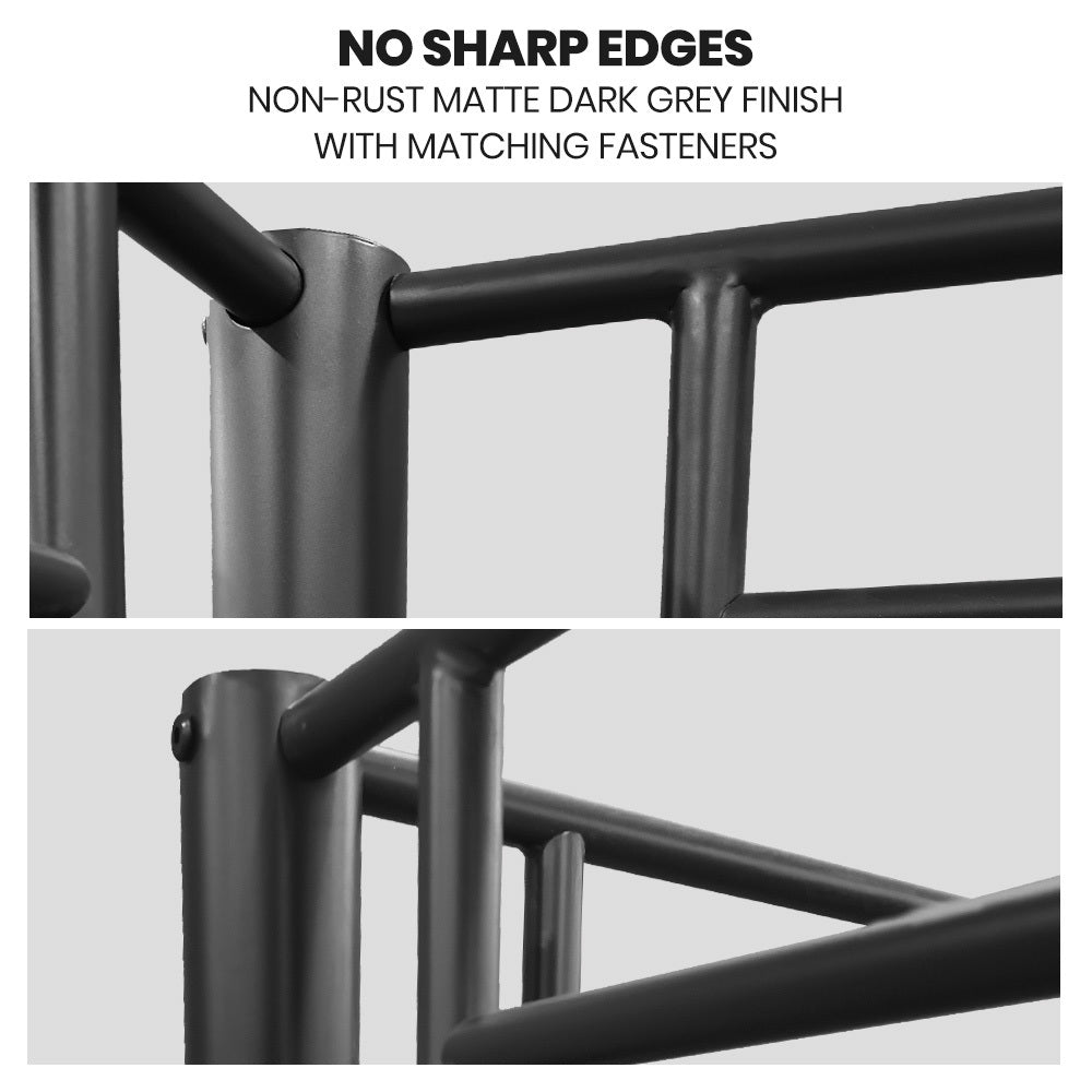 Metal Single over Double Bunk Bed Frame, Dark Matte Grey